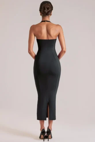 Vestito midi con scollo all’americana Landen in nero Vestito midi con scollo all’americana Landen in nero