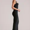Vestito midi con scollo all’americana Landen in nero Vestito midi con scollo all’americana Landen in nero
