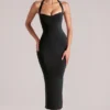 Vestito midi con scollo all’americana Landen in nero Vestito midi con scollo all’americana Landen in nero