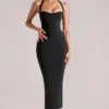 Vestito midi con scollo all’americana Landen in nero Vestito midi con scollo all’americana Landen in nero