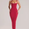 Vestito midi con scollo all’americana Landen in rosso ciliegia Vestito midi con scollo all’americana Landen in rosso ciliegia