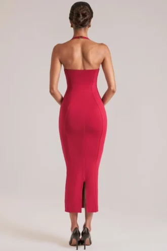 Vestito midi con scollo all’americana Landen in rosso ciliegia Vestito midi con scollo all’americana Landen in rosso ciliegia