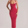Vestito midi con scollo all’americana Landen in rosso ciliegia Vestito midi con scollo all’americana Landen in rosso ciliegia