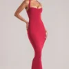 Vestito midi con scollo all’americana Landen in rosso ciliegia Vestito midi con scollo all’americana Landen in rosso ciliegia