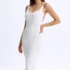 Vestito midi con scollo profondo e schiena scoperta in Modal Lois, bianco Vestito midi con scollo profondo e schiena scoperta in Modal Lois, bianco