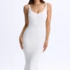 Vestito midi con scollo profondo e schiena scoperta in Modal Lois, bianco Vestito midi con scollo profondo e schiena scoperta in Modal Lois, bianco