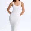 Vestito midi con scollo profondo e schiena scoperta in Modal Lois, bianco Vestito midi con scollo profondo e schiena scoperta in Modal Lois, bianco