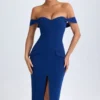 Vestito midi con spalle scoperte Rasine in blu navy Vestito midi con spalle scoperte Rasine in blu navy