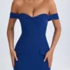 Vestito midi con spalle scoperte Rasine in blu navy Vestito midi con spalle scoperte Rasine in blu navy