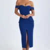 Vestito midi con spalle scoperte Rasine in blu navy Vestito midi con spalle scoperte Rasine in blu navy
