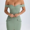 Vestito midi con spalle scoperte Rasine in verde kaki Vestito midi con spalle scoperte Rasine in verde kaki