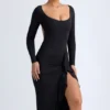 Vestito midi con volant in TENCEL™ Modal Tarai, nero Vestito midi con volant in TENCEL™ Modal Tarai, nero
