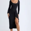Vestito midi con volant in TENCEL™ Modal Tarai, nero Vestito midi con volant in TENCEL™ Modal Tarai, nero