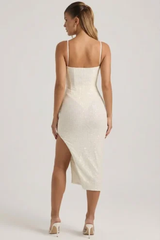 Vestito midi drappeggiato con decorazioni Eliora in bianco