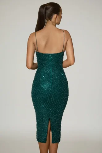 Vestito midi Eisley con scollo a cuore decorato in verde acqua