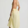 Vestito midi in popeline di cotone con schiena scoperta Aeris in giallo limone Vestito midi in popeline di cotone con schiena scoperta Aeris in giallo limone
