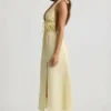 Vestito midi in popeline di cotone con schiena scoperta Aeris in giallo limone Vestito midi in popeline di cotone con schiena scoperta Aeris in giallo limone