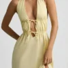 Vestito midi in popeline di cotone con schiena scoperta Aeris in giallo limone Vestito midi in popeline di cotone con schiena scoperta Aeris in giallo limone