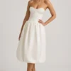 Vestito midi-lungo convertibile con orlo a palloncino e fiocco Gloriana in avorio Vestito midi-lungo convertibile con orlo a palloncino e fiocco Gloriana in avorio