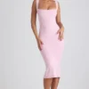 Vestito midi Navi in modal con bordi in pizzo, rosa tenue Vestito midi Navi in modal con bordi in pizzo, rosa tenue