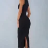 Vestito midi Sorelle in modal con bordi in pizzo, nero Vestito midi Sorelle in modal con bordi in pizzo, nero