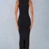 Vestito midi Sorelle in modal con bordi in pizzo, nero Vestito midi Sorelle in modal con bordi in pizzo, nero