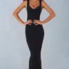 Vestito midi Sorelle in modal con bordi in pizzo, nero Vestito midi Sorelle in modal con bordi in pizzo, nero