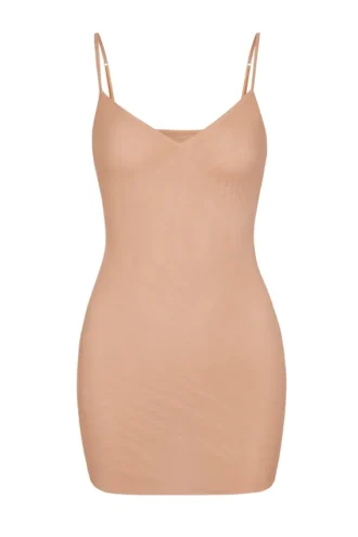 Vestito mini a tubino in morbida rete con scollo a V Intimates in Warm Peach