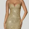 Vestito Mischa con scollo a cuore decorato in oro Vestito Mischa con scollo a cuore decorato in oro