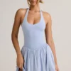 Vestito Reanna Modal con scollo all’americana e schiena scoperta in azzurro Vestito Reanna Modal con scollo all’americana e schiena scoperta in azzurro