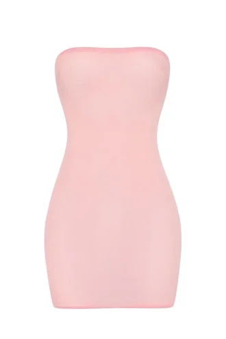 Vestito slip mini a fascia in morbida rete trasparente Intimates in rosa