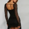 Vestito Tivoli a maniche lunghe con collo a cappuccio decorato, nero Vestito Tivoli a maniche lunghe con collo a cappuccio decorato, nero