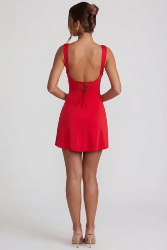 Vestito Violetta con lacci sul retro in rosso