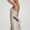 Viviana Vestito corto senza spalline in raso con fiocco in avorio Viviana Vestito corto senza spalline in raso con fiocco in avorio