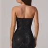 Zara Vestito corto con scollo a fascia e vita drappeggiata, nero Zara Vestito corto con scollo a fascia e vita drappeggiata, nero