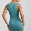 Zivanka Abito corto in jersey slinky con cut-out e volant in verde mare